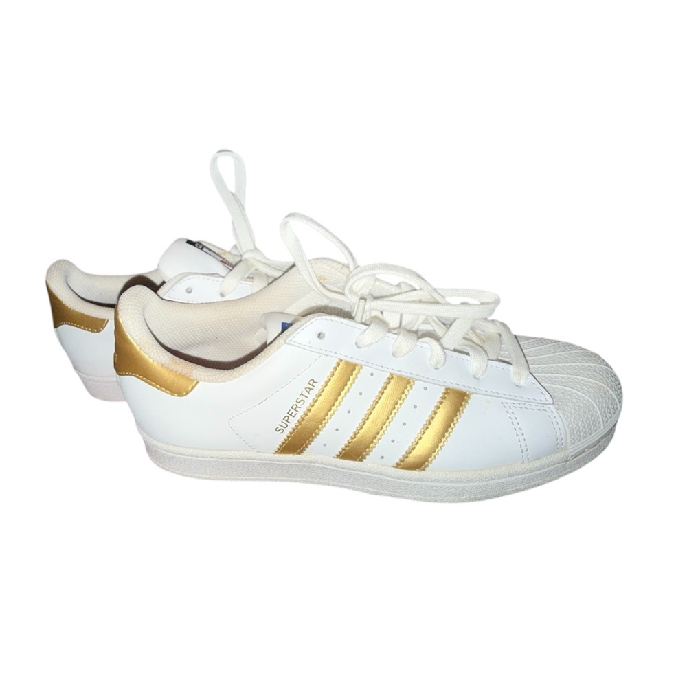 White with Gold Adidas Superstar